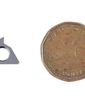 LT16ER 3 Carbide Shims For Indexable External Threading Holders next to a Canadian dollar coin for size comparison