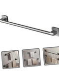 Self Adhesive Bathroom Wall Towel Rack in Gray No Drill Metal Organizer Multipurpose Holder installed with towels