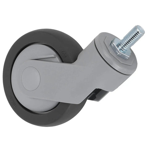 Jauarta TPR Caster Wheels with Threaded Stem featuring a grey and black design for easy installation.