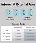Diagram showing Internal & External Jaws of Premium 4 Inch Independent Four Jaw Lathe Chuck Featuring Reversible Steel Jaws.