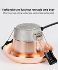 saditesdk 15 Pack Recessed Lighting Housing Trim Kits Rose Gold Led Ceiling Lamp Anti-Glare Led Downlights close-up of metal lamp body with rose gold finish