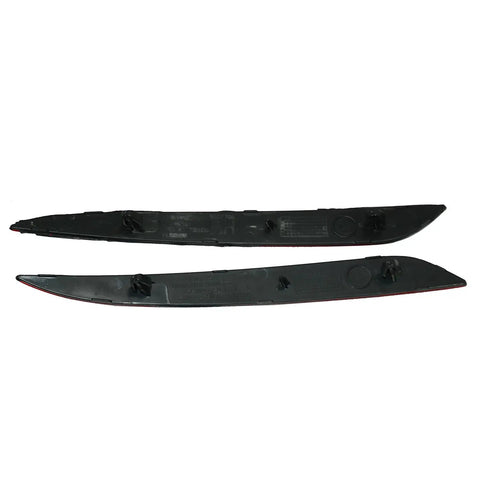 Straight Up Solid Rear Bumper Reflectors For Tesla Model S 2012 To 2021 Red Marker Light Trim Left And Right Pair from above view.