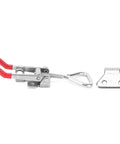 Heavy Duty Stainless Steel Adjustable Toggle Latch With 600kg Strong Hold, Secure Equipment Clamp Featuring Durable Plastic Handle Grip For Industrial Gear And Home Projects, side view with red handle