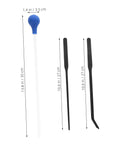 Happyyami feeding tweezers with long white handle and blue bulb; includes black stainless steel straight and angled tips