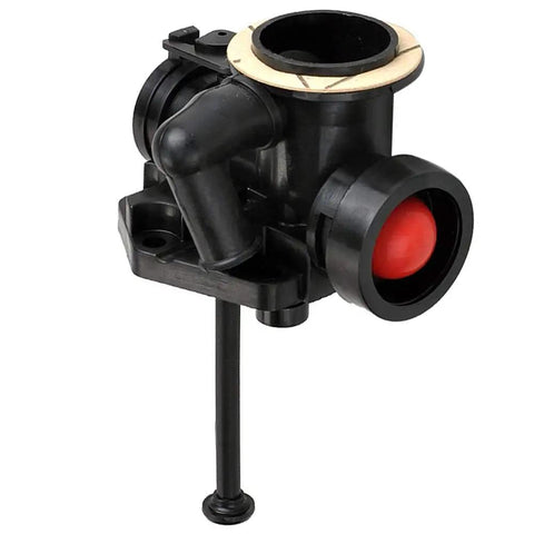 Black plastic component from Carburetor Fuel Tank And Air Filter Kit Replacement For A Wide Range Of Small Engine Models Fits 795477 Carburetor And 498809 498809A 795469 794147 699660 794161 498811 Series Not OEM Aftermarket Upgrade.