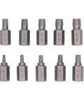Super Cool 10 Piece Screw Extractor Set Made From Tough Chrome Moly Steel To Rip Out Stripped Bolts and Broken Fasteners With Ease Featuring Red Storage Box For Easy Tool Organization., chrome moly steel screw extractors, 9/32 to 1/4 drill