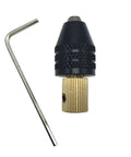 Super Tight Micro Chuck Set For Small Drill Bits 0.3-3.4mm Brass Collet Holder and hex key for hobbyist projects.