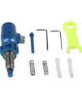 Premium Plunger Button For Recurve Bow Precision Arrow Rest Pressure Screw in blue aluminum with tools for setup.