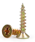 Badass Hardened Carbon Steel Self Tapping Wood Screws Featuring Smooth Countersunk Flat Heads Zinc Coated Finish ideal for drywall use.