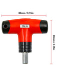 Preset Torque Screwdriver With T Handle And Ratchet Mechanism 3Nm Precision Click Tool top view, red handle, 80mm size for accurate use.
