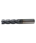 Side view of Zorqon 9/16in carbide long end mill, 4-flute, AlTiN-coated square end for steels, 2in LOC, 9/16in shank