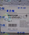 Top Notch Miniature Circuit Breaker With Slick Gray Finish Delivering Six Amp Single Pole Protection For 277 And 480 Volt Ac Panels And Providing Tough As Nails Reliability On Any Job Site packaging and barcode.