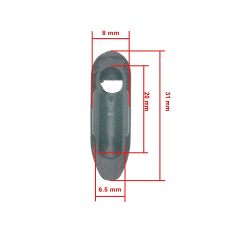 Internal Cable Routing Grommets Kit For Bicycle Frame 8x20mm Plastic Plugs with measurements 8x20x31mm front view