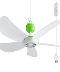 17 Inch USB Ceiling Fan For Camping And Outdoor Use Portable Tent Gazebo RV Cruise With On Off Button And 13.2 Foot Cord Five Blade Design