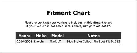 Premium Rear Disc Brake Caliper Pin Kit For Lincoln Mark LT 2006 2008 Perfect Fitment Upgrade And Restore Smooth Stopping Power For Your Ride Today fitment chart
