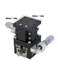 Manual XYZ Linear Stage With 40x40mm Sliding Table For Optical Instruments, 3 axis micrometer, black anodized finish