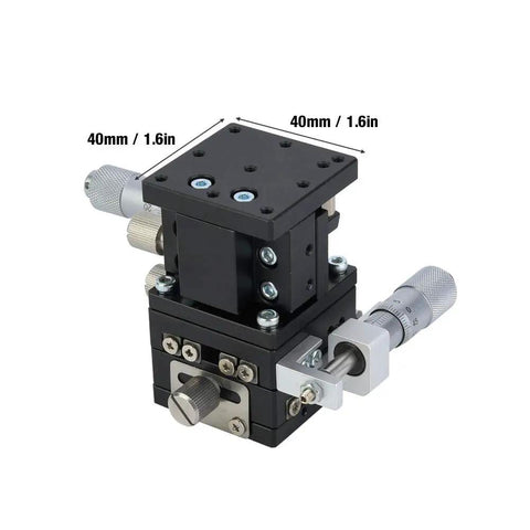 Manual XYZ Linear Stage With 40x40mm Sliding Table For Optical Instruments, 3 axis micrometer, black anodized finish