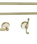 Victorian Bathroom Hardware Set In Brushed Brass 4 Piece Kit With 24 Inch Dual Towel Bar Towel Ring Robe Hook And Toilet Paper Holder