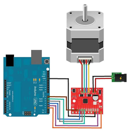 Nema 17 Stepper Motor Bipolar 1.8 Degree 200 Steps connected to circuit board for CNC and robotics application