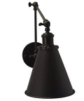 Industrial Black Finish Wall Sconce With Adjustable Arm And E26 Base 1 Light Fixture For Bedroom Living Room Study Office