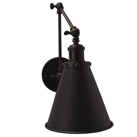 Industrial Black Finish Wall Sconce With Adjustable Arm And E26 Base 1 Light Fixture For Bedroom Living Room Study Office