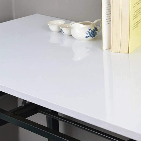 Glossy White Self Adhesive Wallpaper Peel And Stick Countertop Cover 24 By 160 Inches Waterproof Removable Vinyl on a table