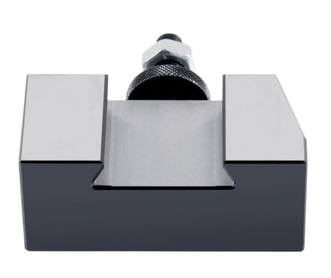 Front view of Universal Parting Blade Holder for BXA Tool Post, compatible with 11/16 inch blades, mid-size lathe accessory.