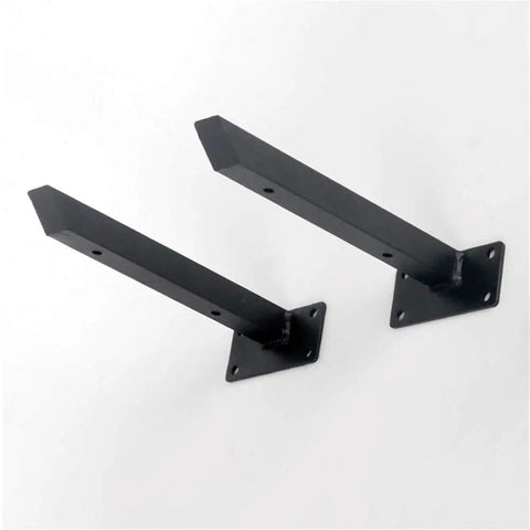Hella Sturdy Heavy Duty Wall Mounted Shelf Brackets Iron Metal Shelving Supports Rust Proof Storage Braces, black metal design.