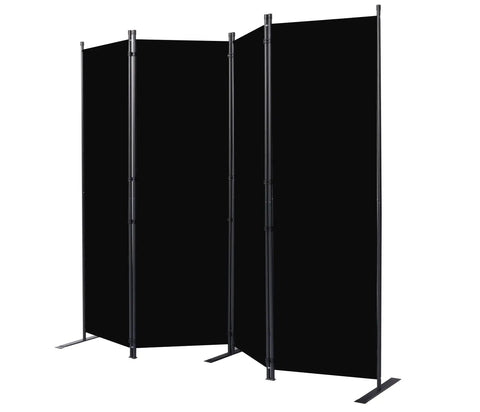 6 Ft Portable Room Divider 4 Panel Folding Privacy Screen, 88 Inch Wide Fabric Partition, Stable Steel Frame with Powder Coat Finish