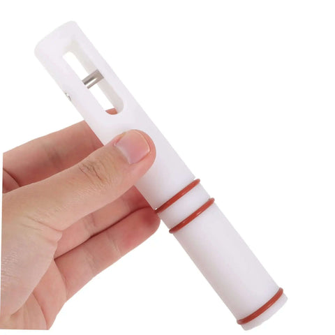 Soft Serve Ice Cream Machine Lever Replacement Part For Dispenser Portable Handle With Accurate Fit shown in hand, white with brown rings