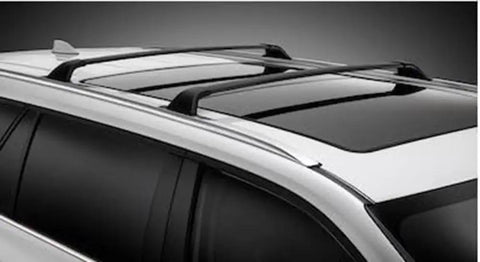 Badass Solid Heavy Duty Roof Rack Crossbar Fits Toyota Grand Highlander 2023 2024 2025 2026 Specific Fitment For Factory Rails Holds 150 Lbs Load Boosts Storage And Style Installing Quick Performs Like Magic For Outdoor Adventures Anytime. Matte black aluminum crossbars on SUV factory rails