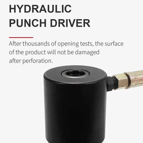 Hydraulic punch driver close-up from Pro-Grade 10 Ton Hydraulic Knockout Hole Punch Kit With 6 Dies Electrical Conduit Cutter Metal Sheet KO Set