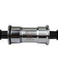 Threadless Repair Bottom Bracket Set For 68 By 113 Mm Frames, Steel Body With Chromoly Spindle And Sealed Bearings, DIY Friendly Fix For Stripped BB Threads, Black Finish, Heavy Duty Bike Part displayed on a white background