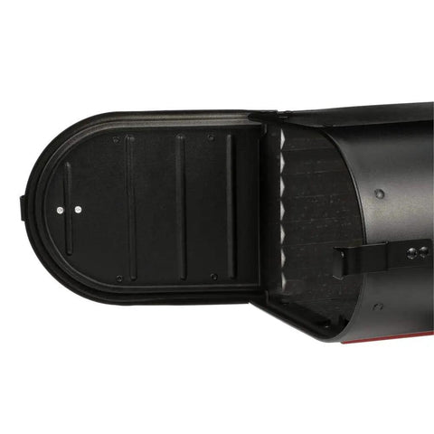 Open door of Admiral Large Post Mount Mailbox With Rust Proof Aluminum Weather Guard reveals extra thick interior body