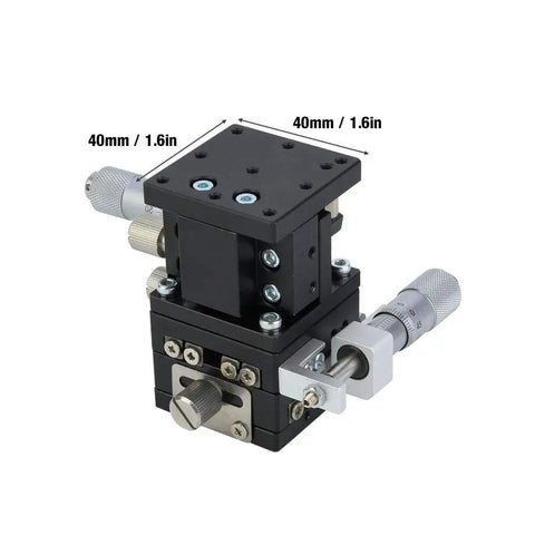 Three Axis Linear Stage 40x40mm With Cross Roller Bearing In Black Aluminum, Optical Table, XYZ Precision Movement