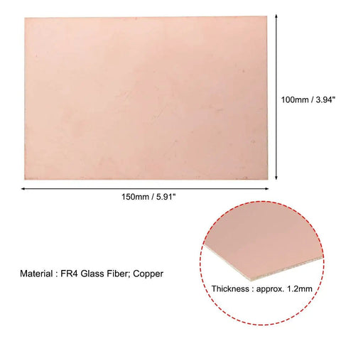 Single-Sided Copper Clad FR4 PCB Board 150x100mm 1.2mm Thick for DIY Prototyping Kit 5 Pack Maker Ready