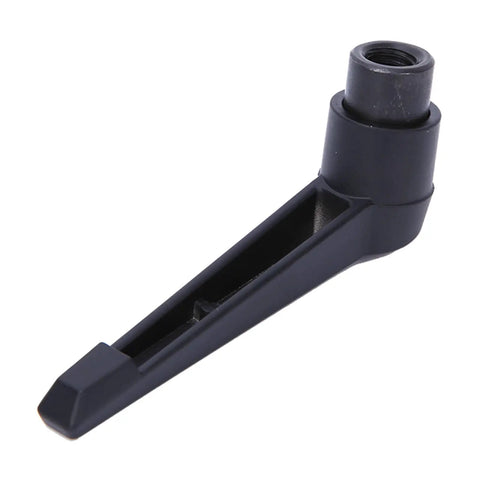 Rock Solid Metal Clamping Lever Handle side view, black plastic, part with M8 female thread for heavy duty workbench projects.