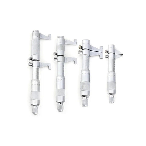 Digital Caliper, Micrometer Internal Diameter Measuring Tool set of four sizes, chrome-plated steel alloy with measurement scales.