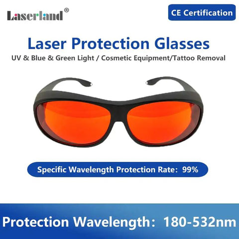 Badass Laser Safety Glasses Featuring Od6 Block Rate And Scratch Resistant Build To Lock Down Blue Violet And Green Laser Rays At Wavelength 405Nm 445Nm 450Nm And 532Nm For Serious Eye Protection That Hits Clean. Red tinted lenses with black frame provide laser protection from 180 to 532nm.