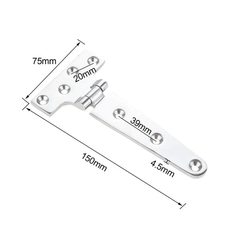 2Pcs 316 Stainless Steel Yacht T Shape Door Hinges Strap Built Tough Marine Deck Hardware For Boats Garage Shed Garden Doors Corrosion Resistant Hinges Kit