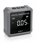 Straight Shooting Digital Angle Finder And Level With A Super Grippy Magnetic Base And Punchy Backlit Display For Woodworking Construction And Quick Home Repair Jobs. Close-up of digital angle gauge showing measurement.