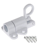 WUUWCHODC Aluminum Alloy Spring Gate Latch Snap Lock in white with screws for installation, designed for gates and doors.