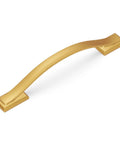 Solid Core Cabinet Pulls 10 Pack In Brushed Golden Brass Finish Dover Collection, luxury handle, front view, isolated on white background