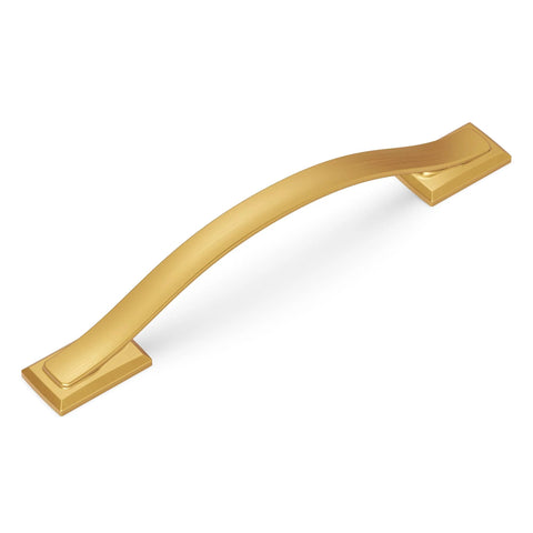 Solid Core Cabinet Pulls 10 Pack In Brushed Golden Brass Finish Dover Collection, luxury handle, front view, isolated on white background