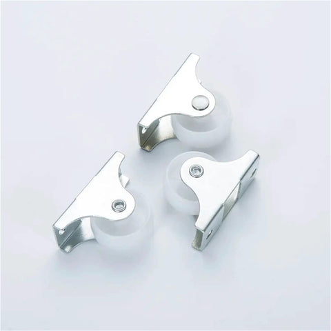 Three fixed caster wheels with steel bodies and silent gel coated tread from the Sixteen Piece One Inch Fixed Caster Wheels Featuring Dead Quiet Roll Action Built Tough For Daily Grind.
