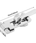 Boat hatch latch clamp, 120mm, solid stainless steel, anti-rattle locking mechanism, front view.