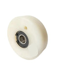 Kickass White Nylon Escalator Handrail Speed Measuring Wheel With Double 6203Rs Bearings shown from the side, highlighting solid construction.
