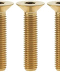 Top Notch Five Piece M6 Titanium Hex Socket Flat Countersunk Screw Set 25mm Long with rainbow finish for bike gear.
