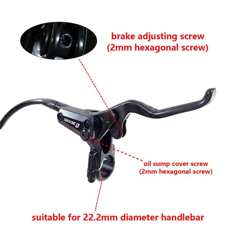 Close-up of HB770 Hydraulic Disc Brakes For Mountain Bikes With 2 Piston Aluminum Alloy, showing brake lever and hexagonal screws.