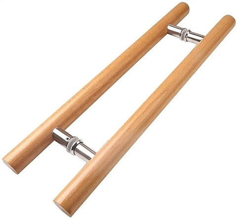 Pro Grade Heavy Duty Commercial Door Pull Handles And Solid Wood Double Sided Glass Armrest With Sturdy Back To Back H Shape Design For Office Sliding Doors And No Hassle Cabinet Swaps